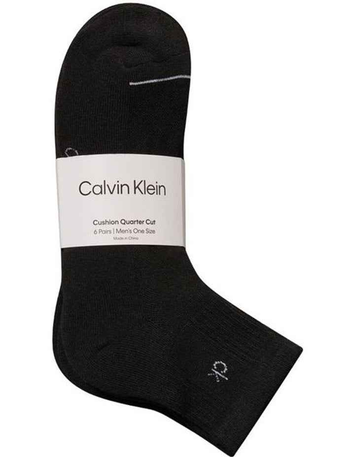 6 Pack Sports Quarter Crew Socks in Black