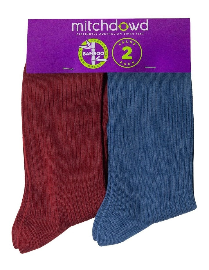 Bamboo Rib Socks 2 Pack in Multi