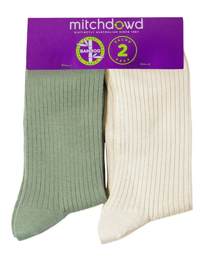 Bamboo Rib Socks 2 Pack in Multi