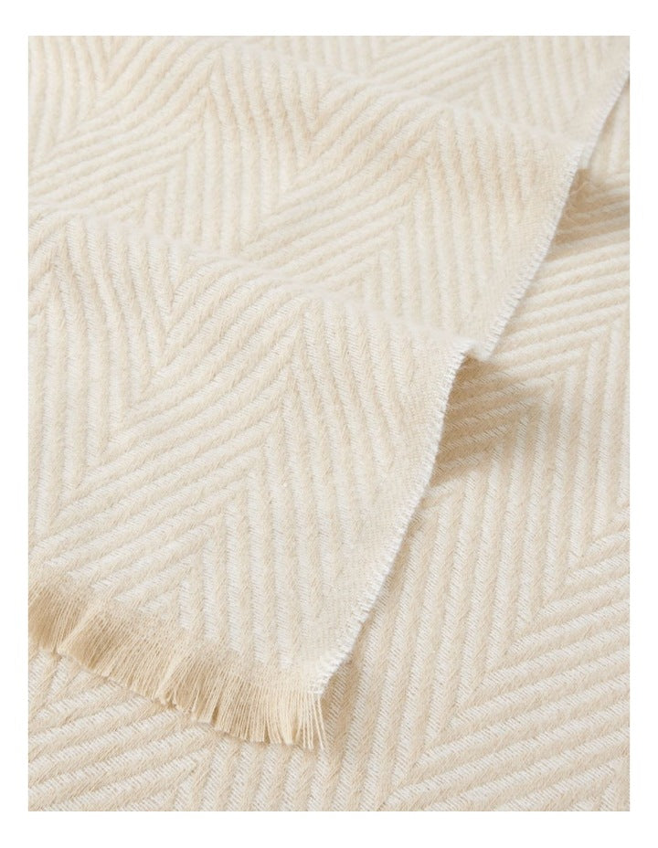 Chevron Woven Winter Scarf in Beige