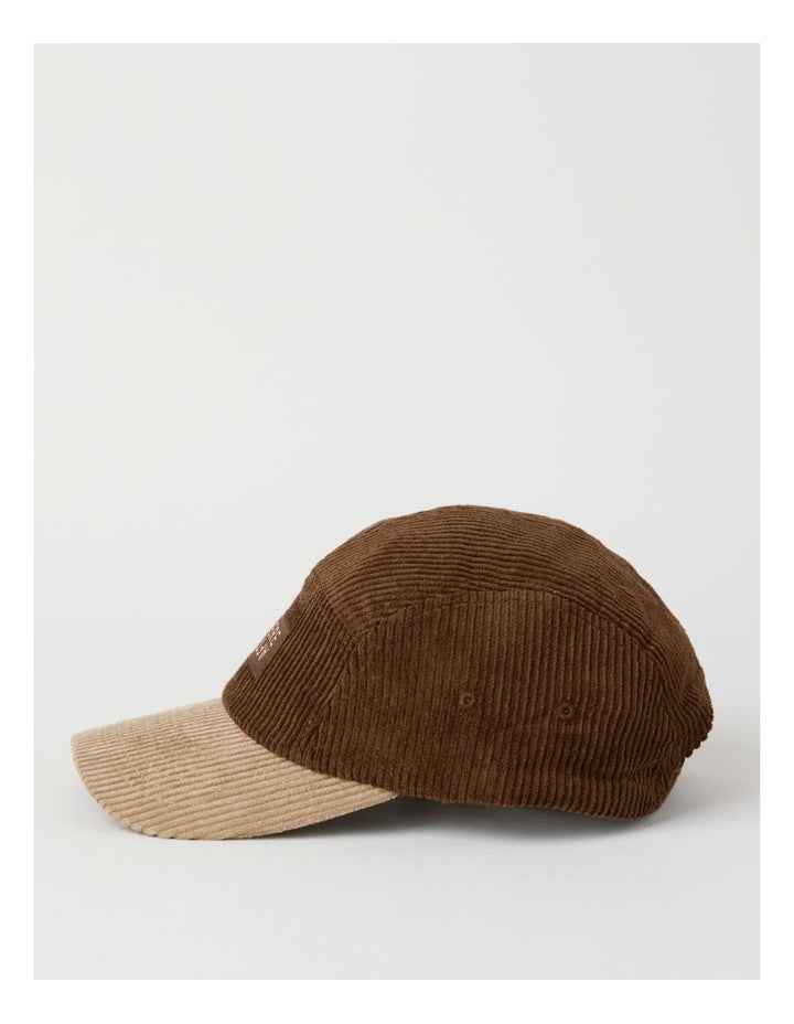 Chunky Cord 5 Panel Cap Hat in Brown and Beige