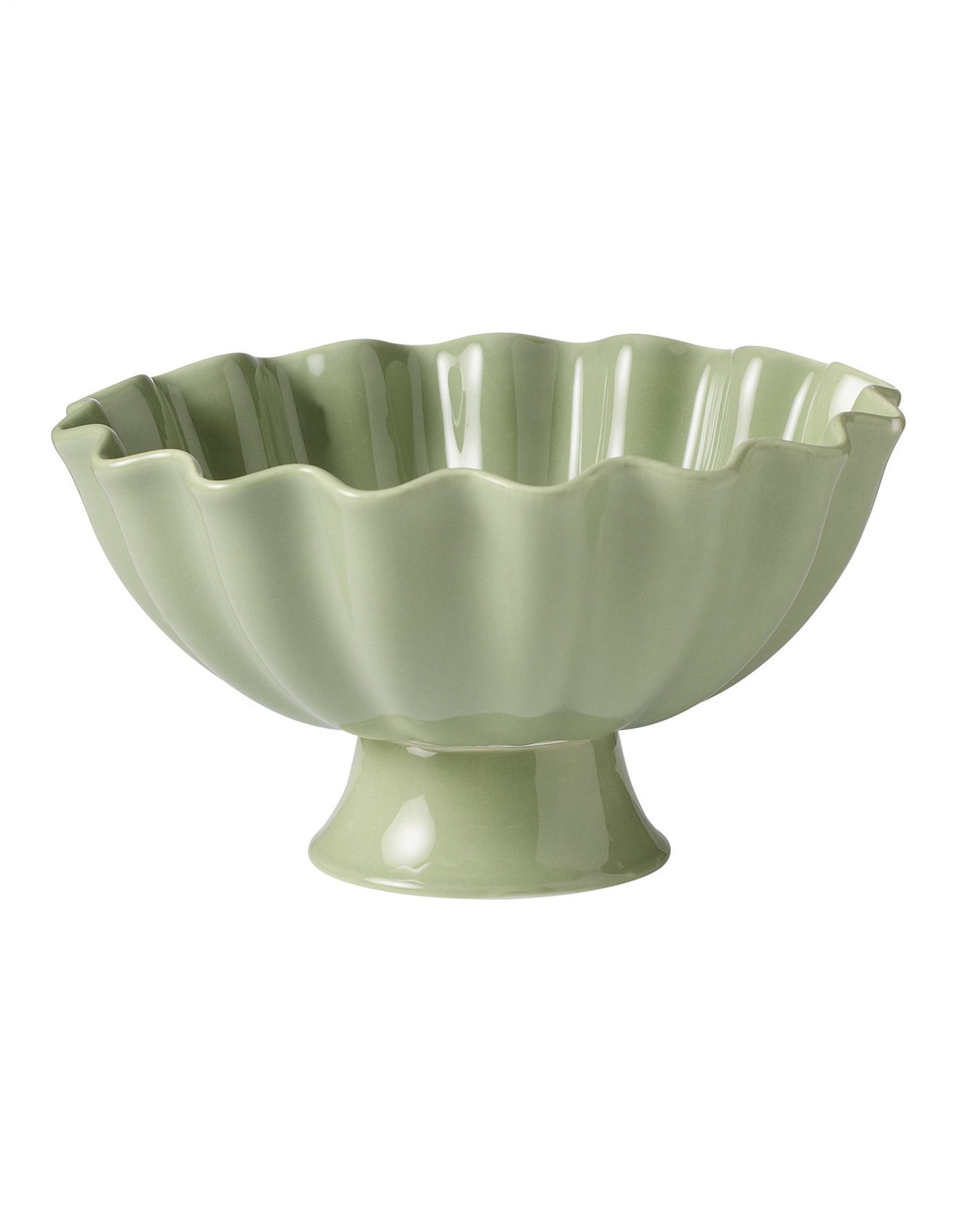 Ruffle Footed Bowl 24cm Celadon