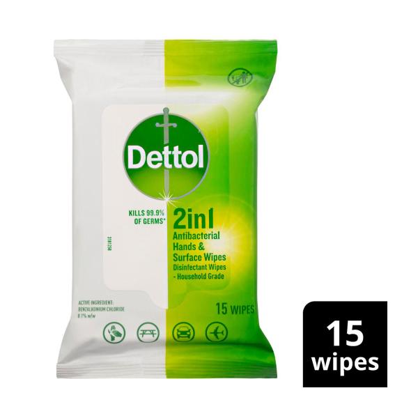 2 in 1 Hands and Surfaces Antibacterial Wipes