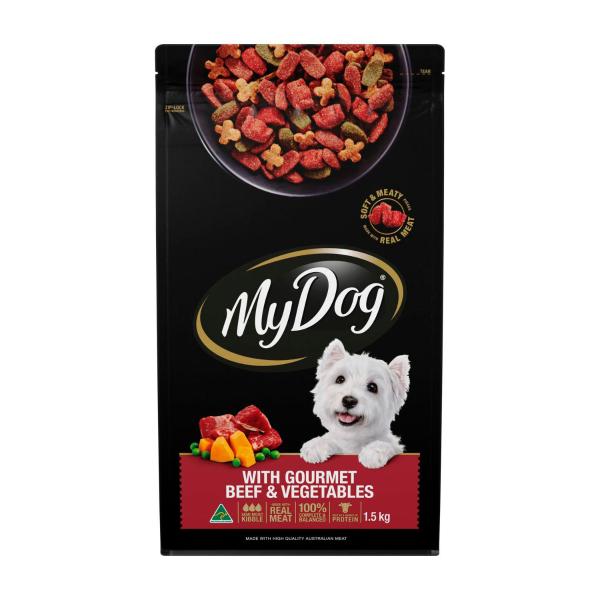 MY DOG ADULT DRY DOG FOOD GOURMET BEEF & VEGETABLES 1.5KG BAG