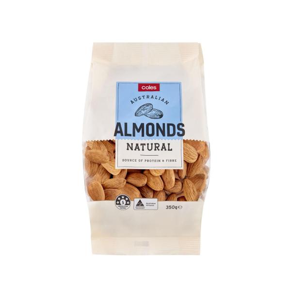 COLES NATURAL ALMONDS 350G