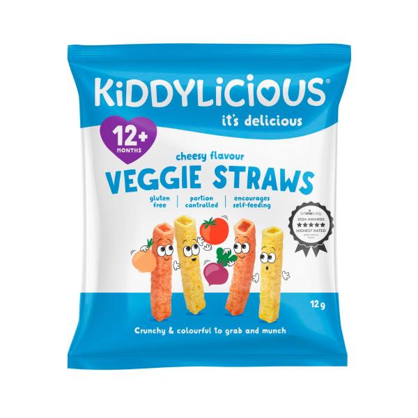 KIDDYLICIOUS VEGGIE STRAWS CHEESY FLAVOUR 12G