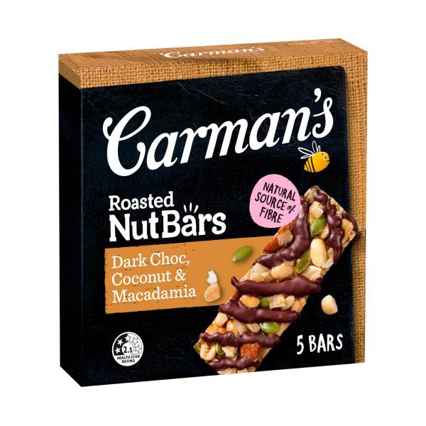 CARMANS DARK CHOC MACADAMIA & COCONUT 160G