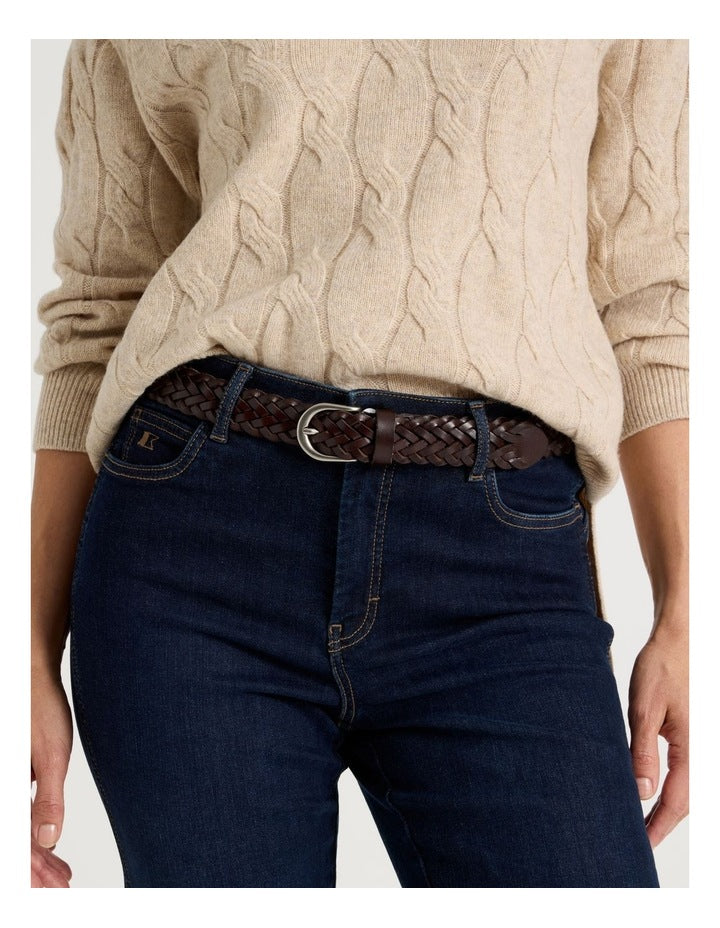 Nadia Braided Belt in Chocolate