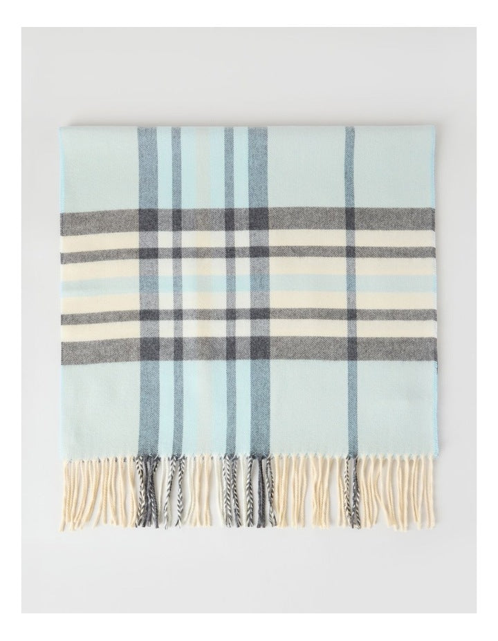Plaid Cashmink Winter Scarf in Blue