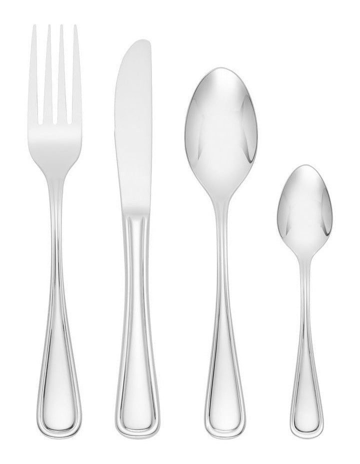 New Rim Stainless Steel Cutlery Set Of 16 Pieces Gift Boxed in Silver