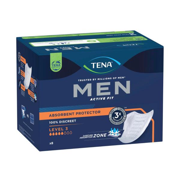 TENA MEN ABSORBENT PROTECTOR LEVEL 3 SUPER PADS 8 PACK