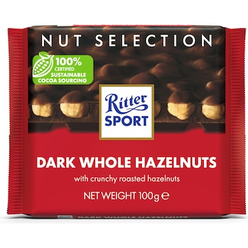 Ritter Sport Dark Whole Hazelnuts Chocolate Block 100g
