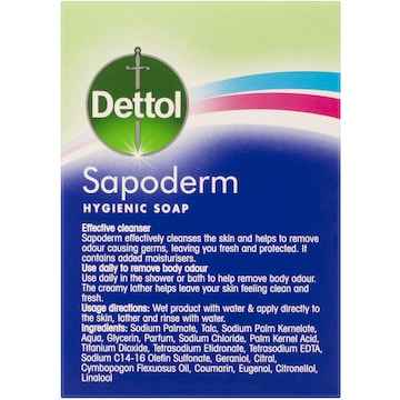 Dettol Sapoderm Hygienic Bar Soap For Acne Prone & Oily Skin 125g x 3 pack