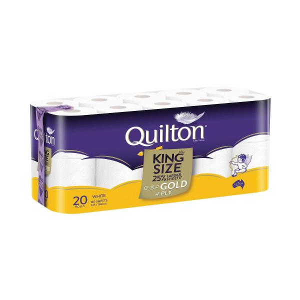 QUILTON 4 PLY GOLD KING SIZE TOILET TISSUE 20 PACK