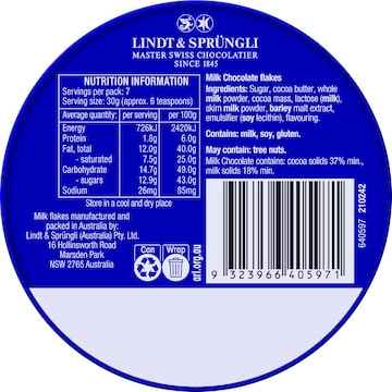 Lindt Hot Chocolate Flakes Milk 210g