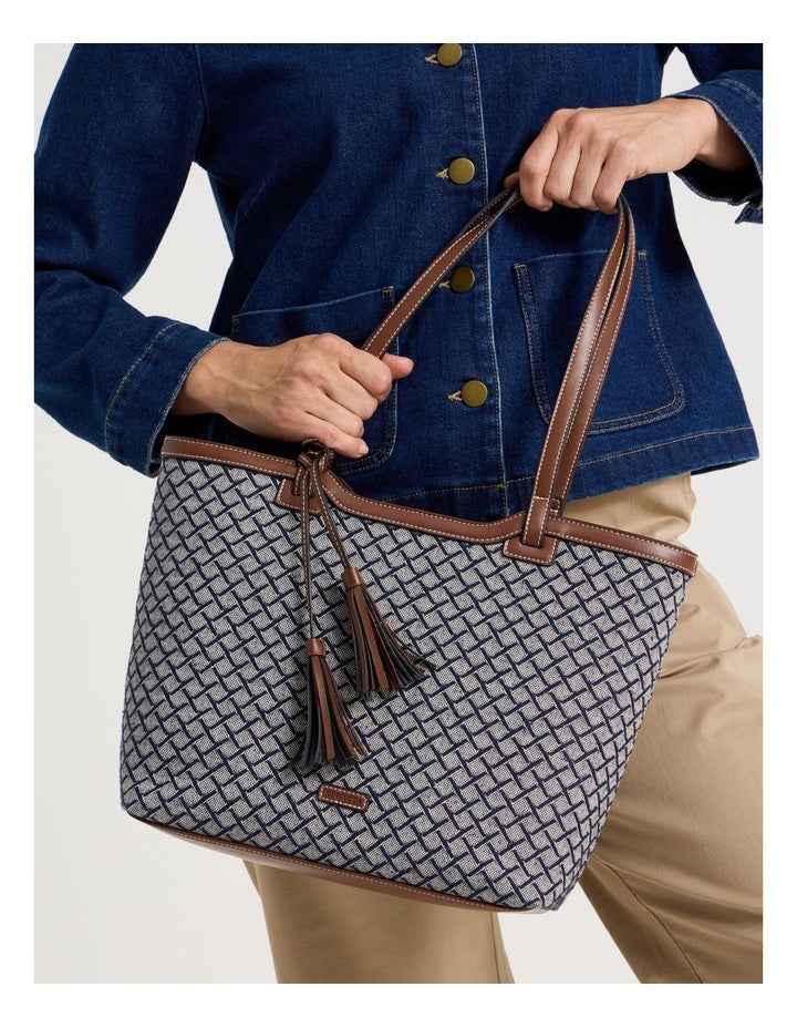 Meg Tote Bag in Navy Multi