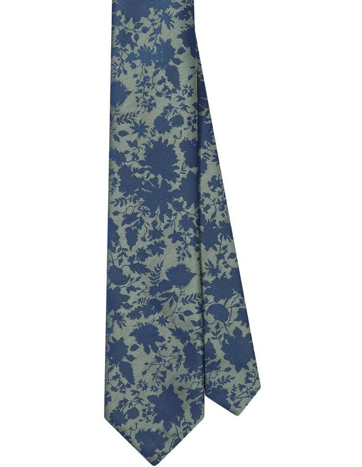Dark Floral Tie in Green