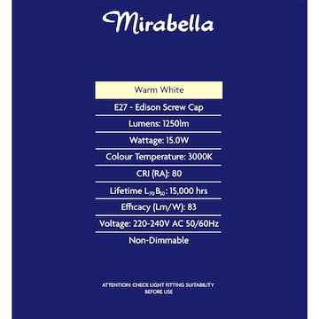 Mirabella LED Par38 Flood Light Es 15.0W Warm White each