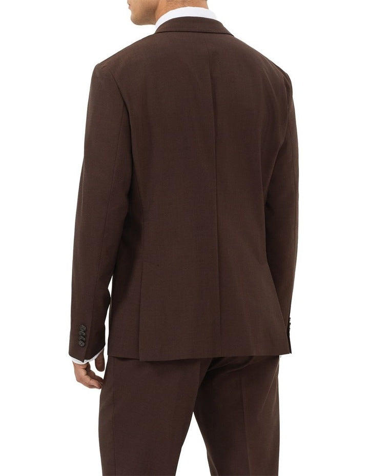 Travel Suit Wool Blend Jacket in Chocolate