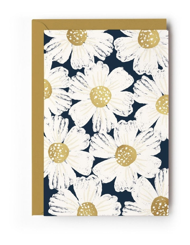 White Poppies on Black Note Cards Box of 10