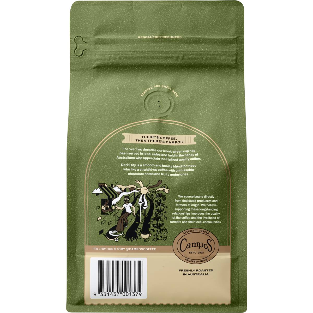 Campos Dark City Coffee Beans Balanced & Hearty Blend 500g