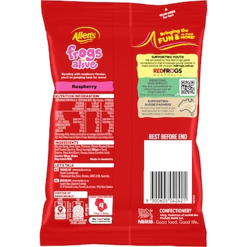 Allen's Frogs Alive Lollies Bag 190g