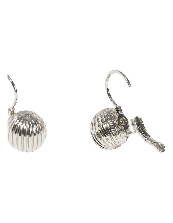 Textured Ball Drop Earrings in Silver
