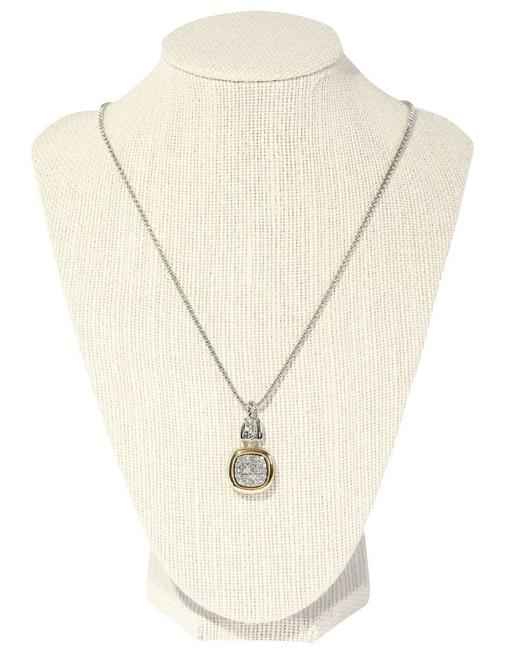Framed Crystal Pendant Necklace in Multi