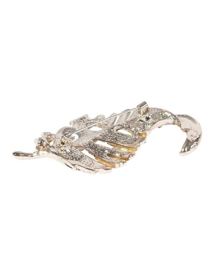 Stone in Leaf Brooch in Multi