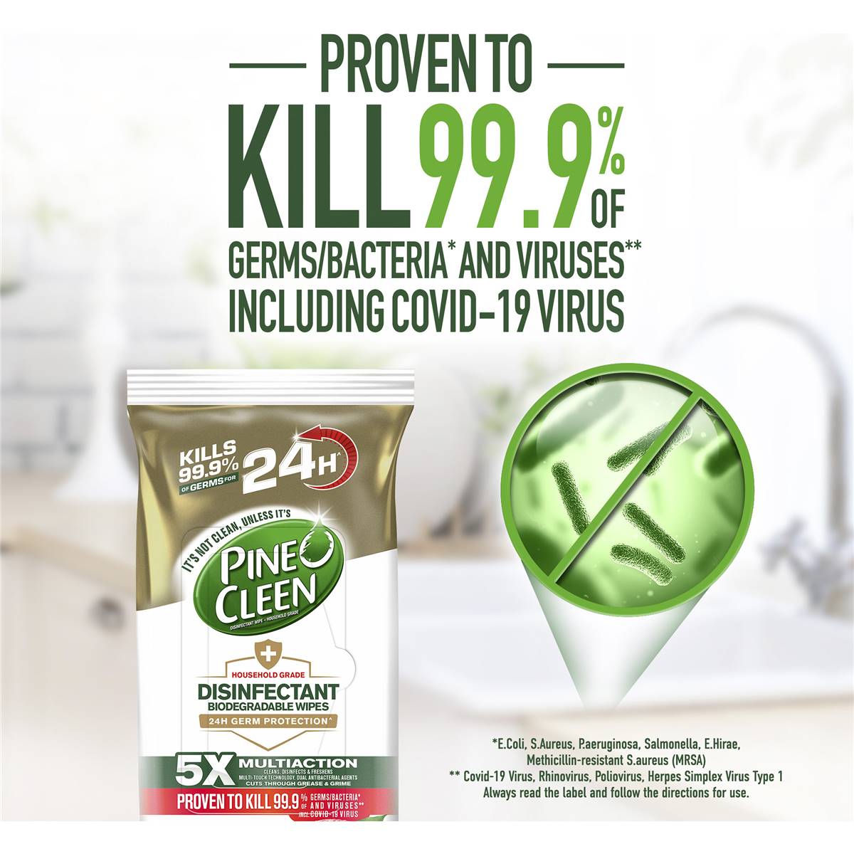 Pine O Cleen 24h Protection Mango Hibiscus Disinfectant Cleaning Wipes 126 Pack