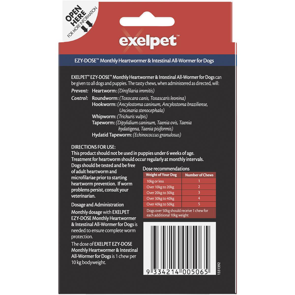 Exelpet Ezy Dose Heartwormer & Intestinal Allwormer For Dogs 4 Pack