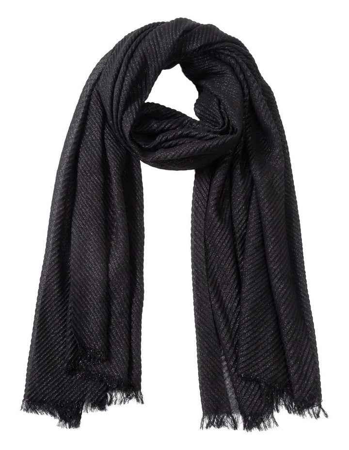 Pleated Sparkle Evening Wrap Scarf in Black