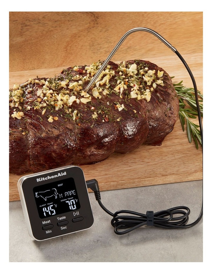 Digital Probe Thermometer with Timer in Black