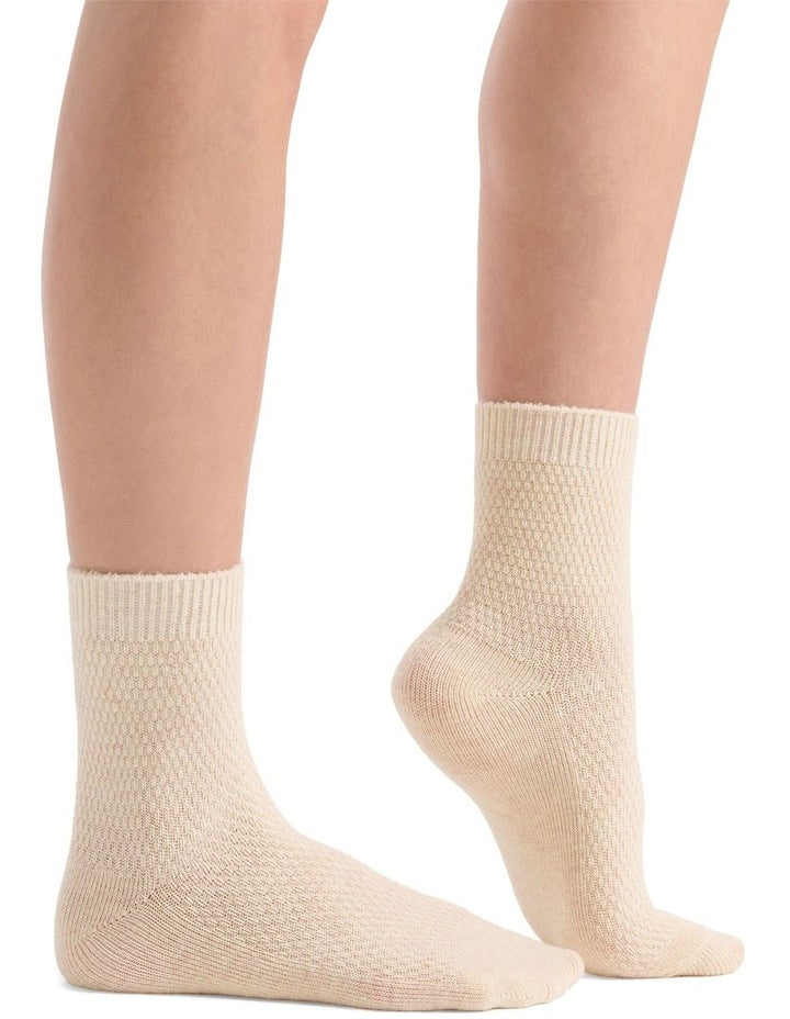 Waffle Winter Blend Crew Sock 2 Pack in Bone/Fern