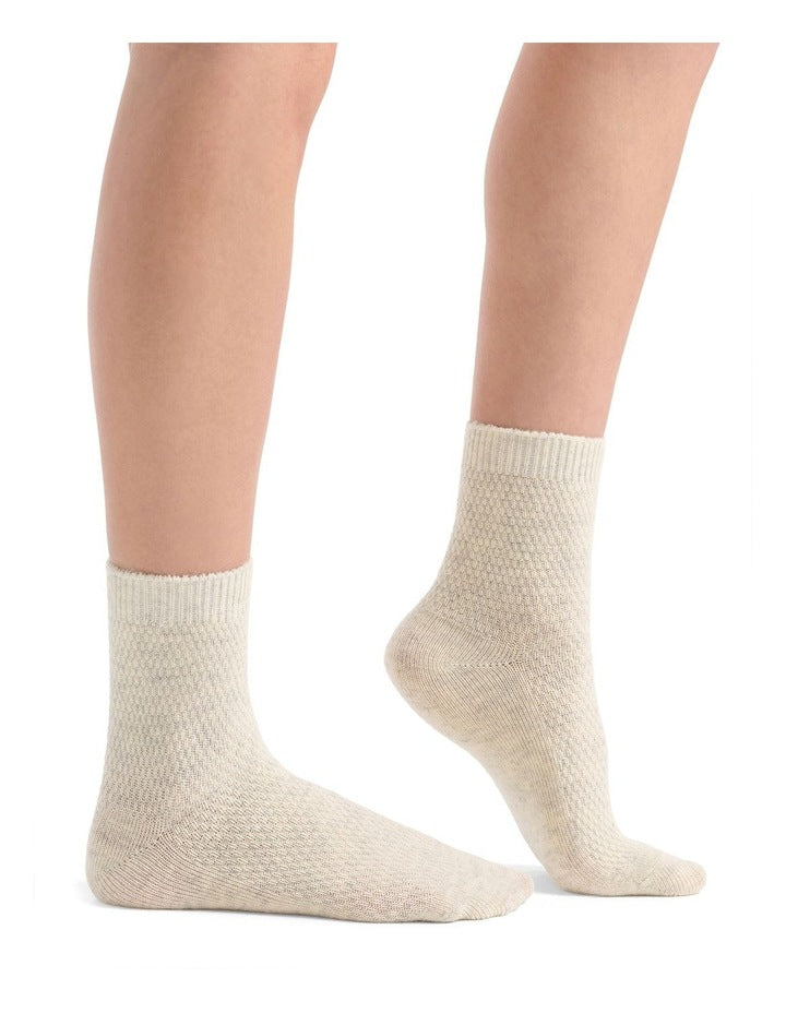 Waffle Winter Blend Crew Sock 2 Pack in Cream/Coffee