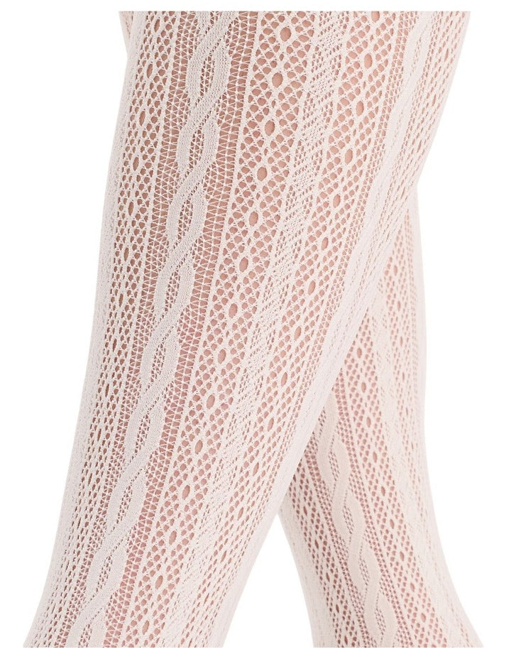 Lace Net Knee High Sock in Buttercream