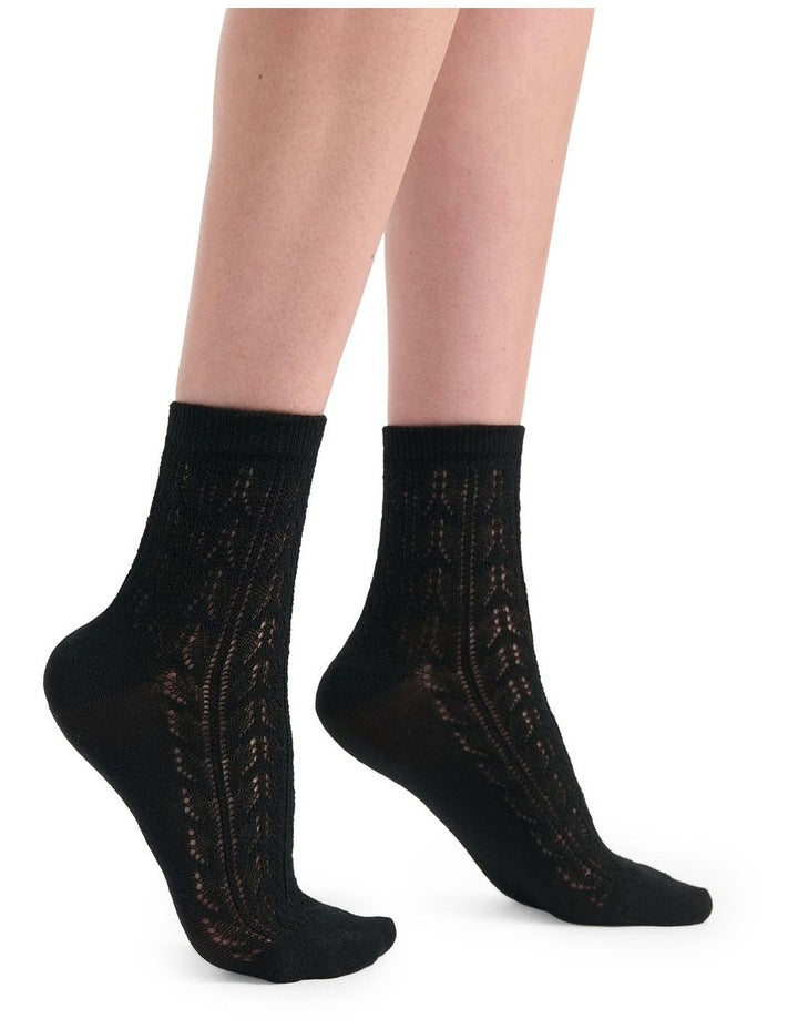 Mia Pointelle Sock in Nero