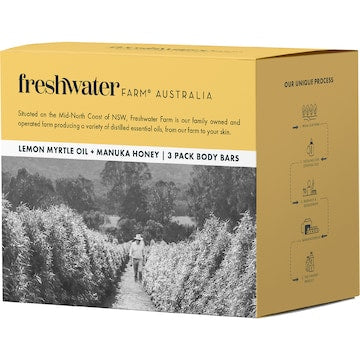Freshwater Farm Australia Lemon Myrtle Manuka Honey Soap 100g x 3 pack