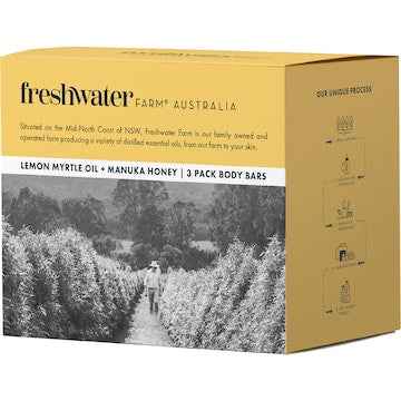 Freshwater Farm Australia Lemon Myrtle Manuka Honey Soap 100g x 3 pack
