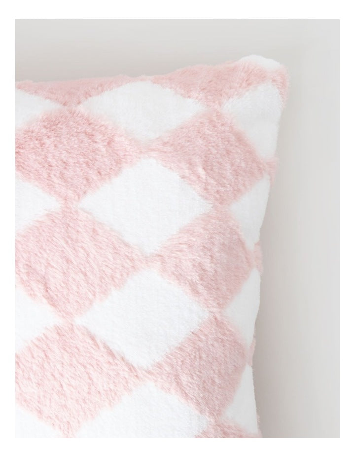 Diamonds Faux Fur Cushion in Pink