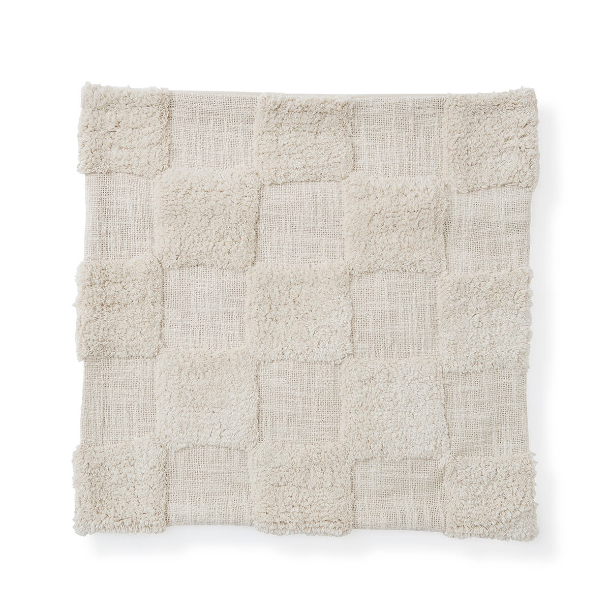 50cm Check Cotton Cushion Cover - Beige