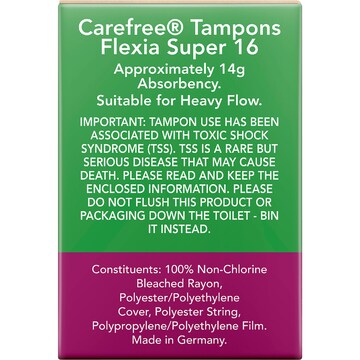 Carefree Flexia Super Tampons 16 pack