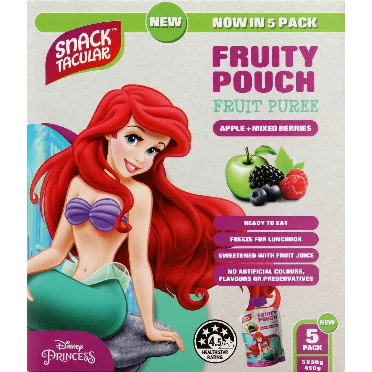 Snacktacular Fruit Pouch Apple & Mixed Berries Puree 90g x 5 pack