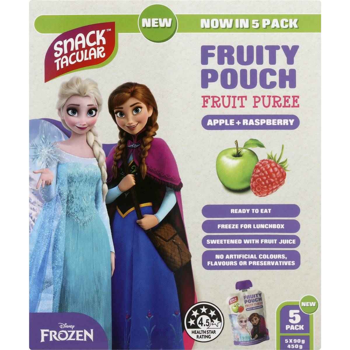 Snacktacular Fruit Pouch Apple & Raspberry Puree 90g x 5 pack