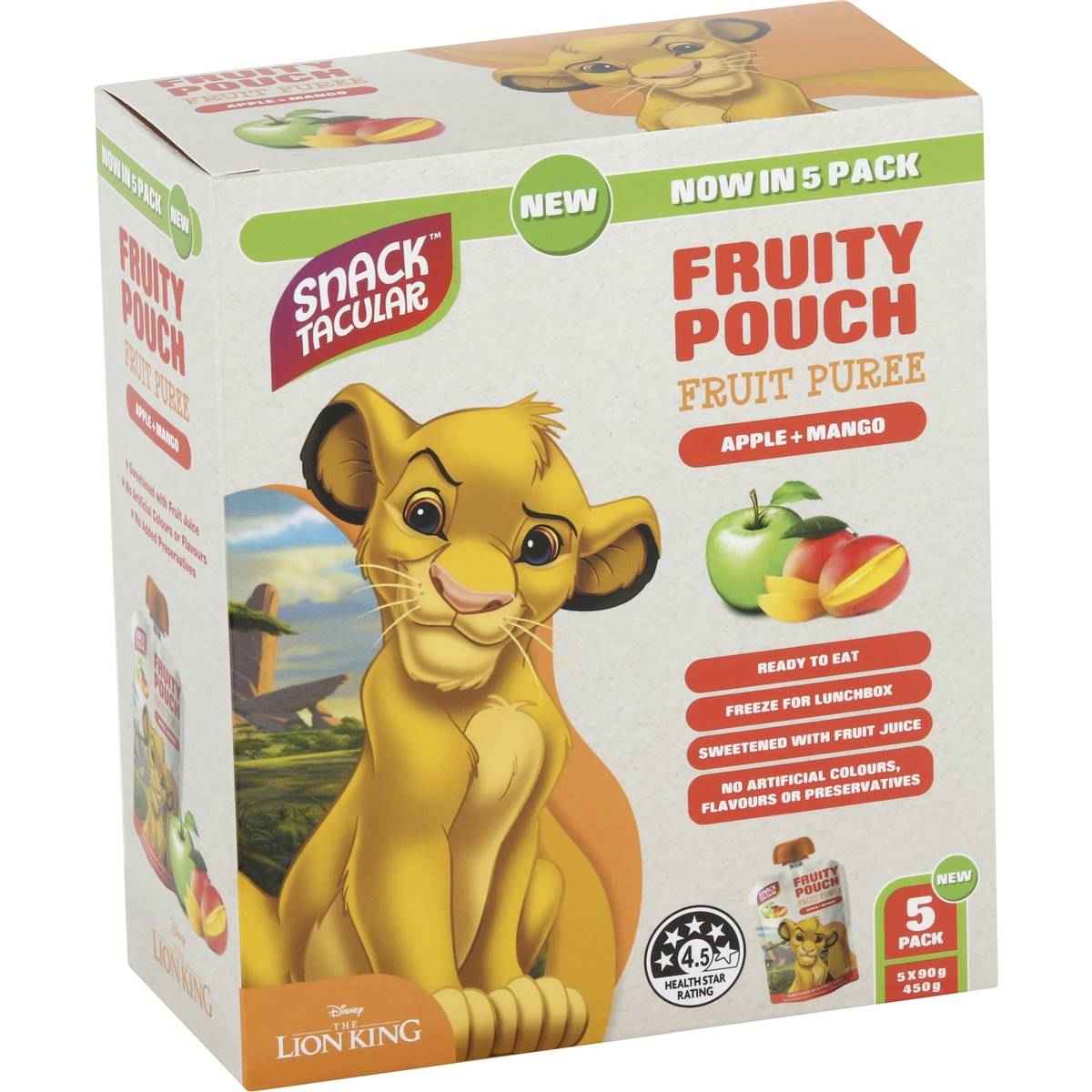 Snacktacular Fruit Pouch Apple & Mango Puree 90g x 5 pack