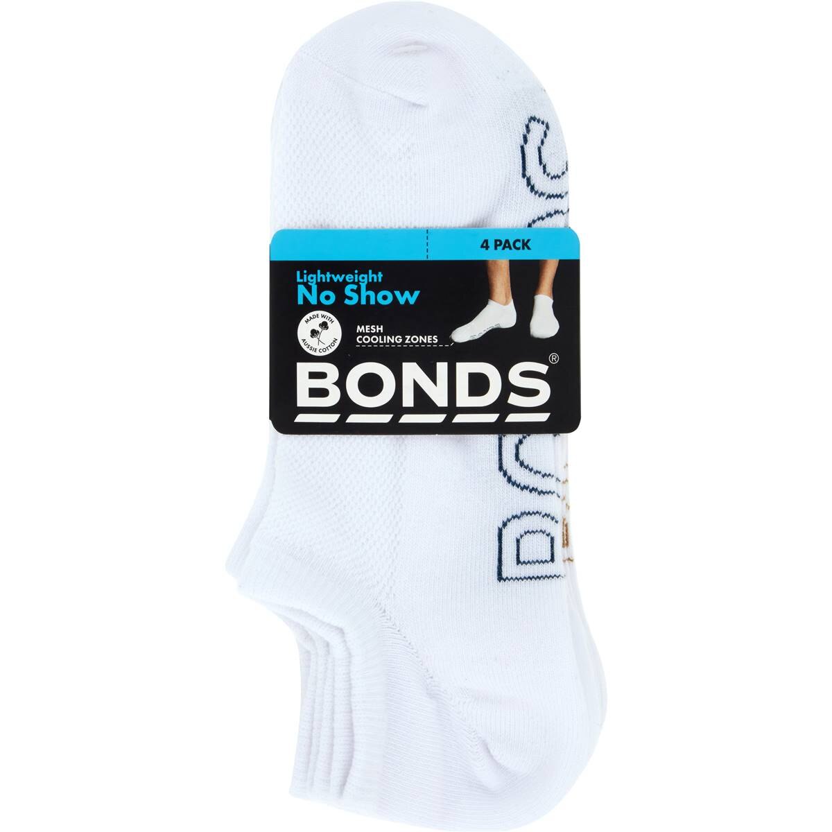 Bonds Lightweight No Show Mens Socks Size 6-10 4 Pack