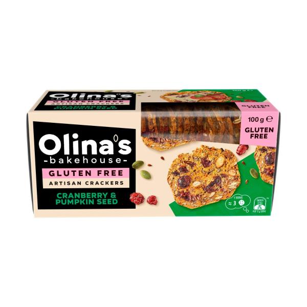 OLINA'S BAKEHOUSE GLUTEN FREE CRACKERS 100G