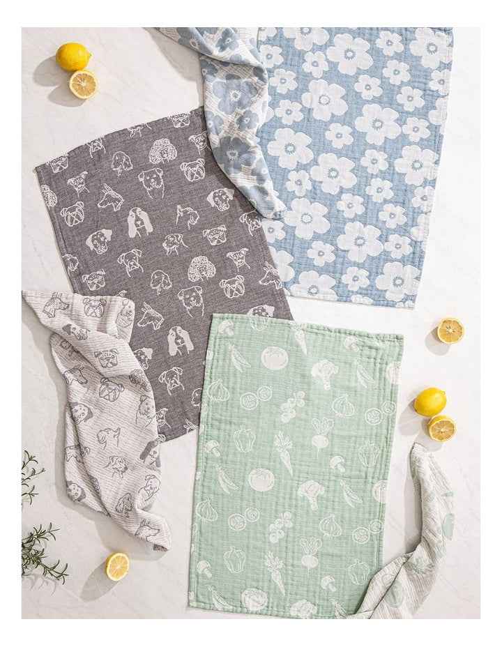 Jacquard Dogs Kitchen Towel 2 Pack in Grey