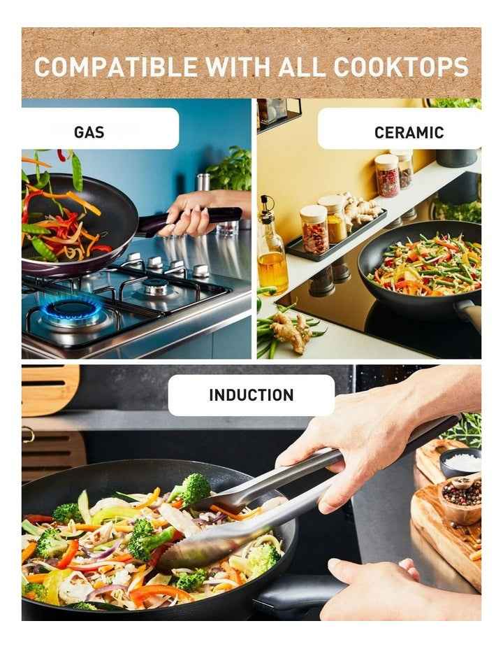Ceradelice Ceramic Induction Non-Stick Frypans Twin Pack 24/28cm in Grey