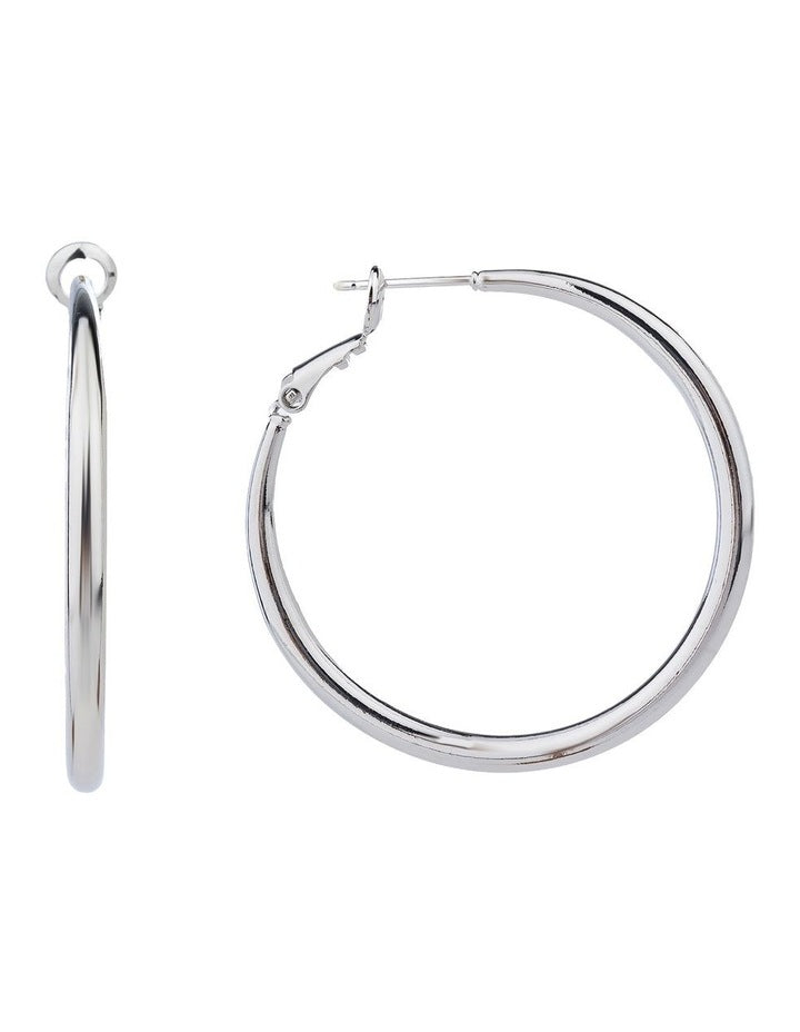 Sculpted Crescent Hoops Earring in Silver GJEE093M